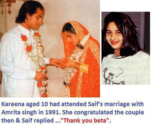 Saif Ali Khan gets married to Amrita Singh and (inset) Kareena Kapoor