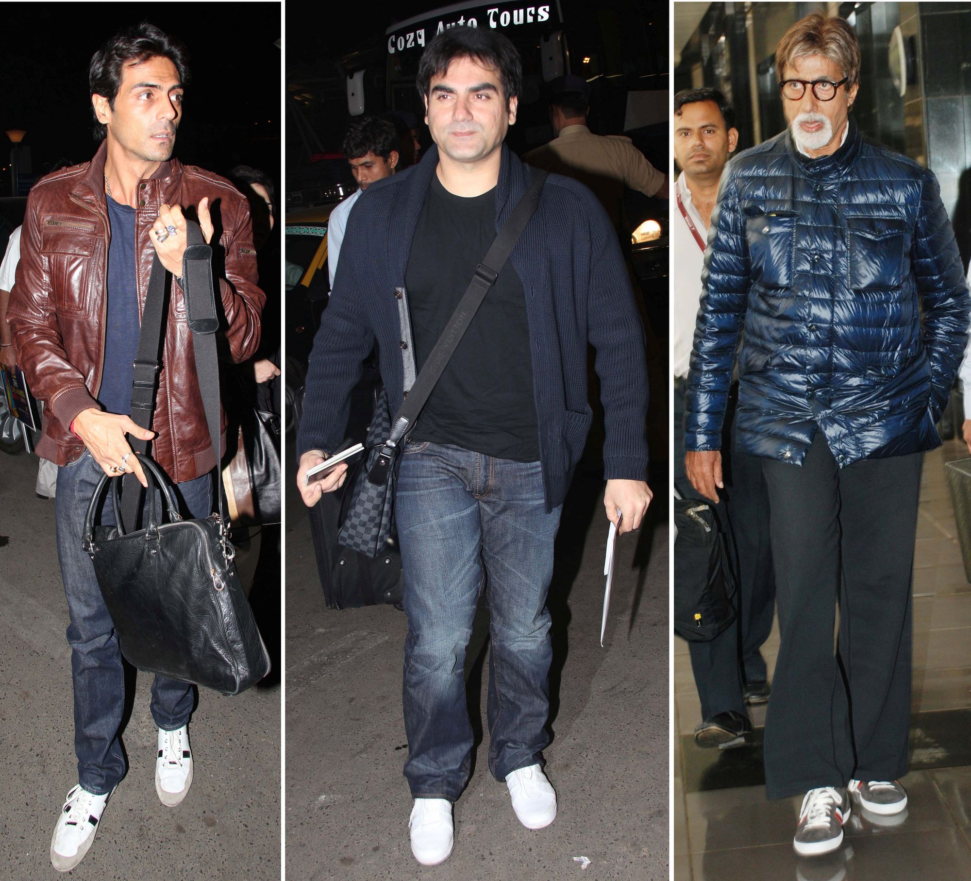 Arjun Rampal, Arbaaz Khan, Amitabh Bachchan at the Mumbai Airport (Photo courtesy | Yogen Shah)
