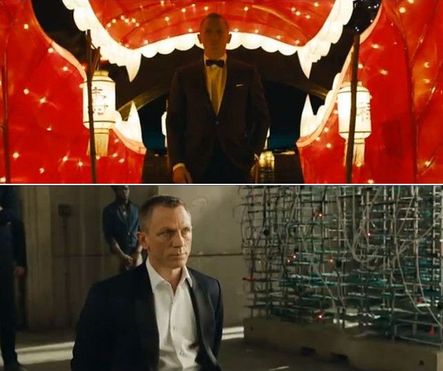 Daniel Craig in midnight blue tuxedo in "Skyfall"