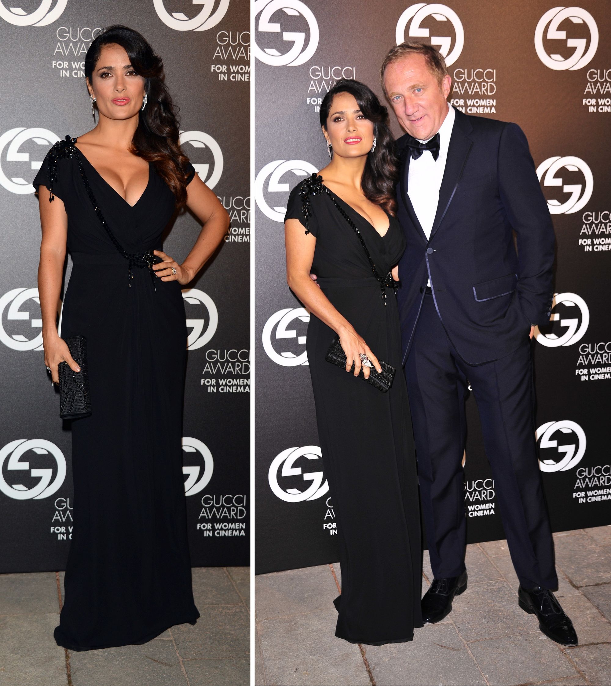 Salma Hayek-Pinault with husband François-Henri Pinault, also the CEO of the PPR Group that owns Gucci (Photo courtesy | Gucci/Getty Images)