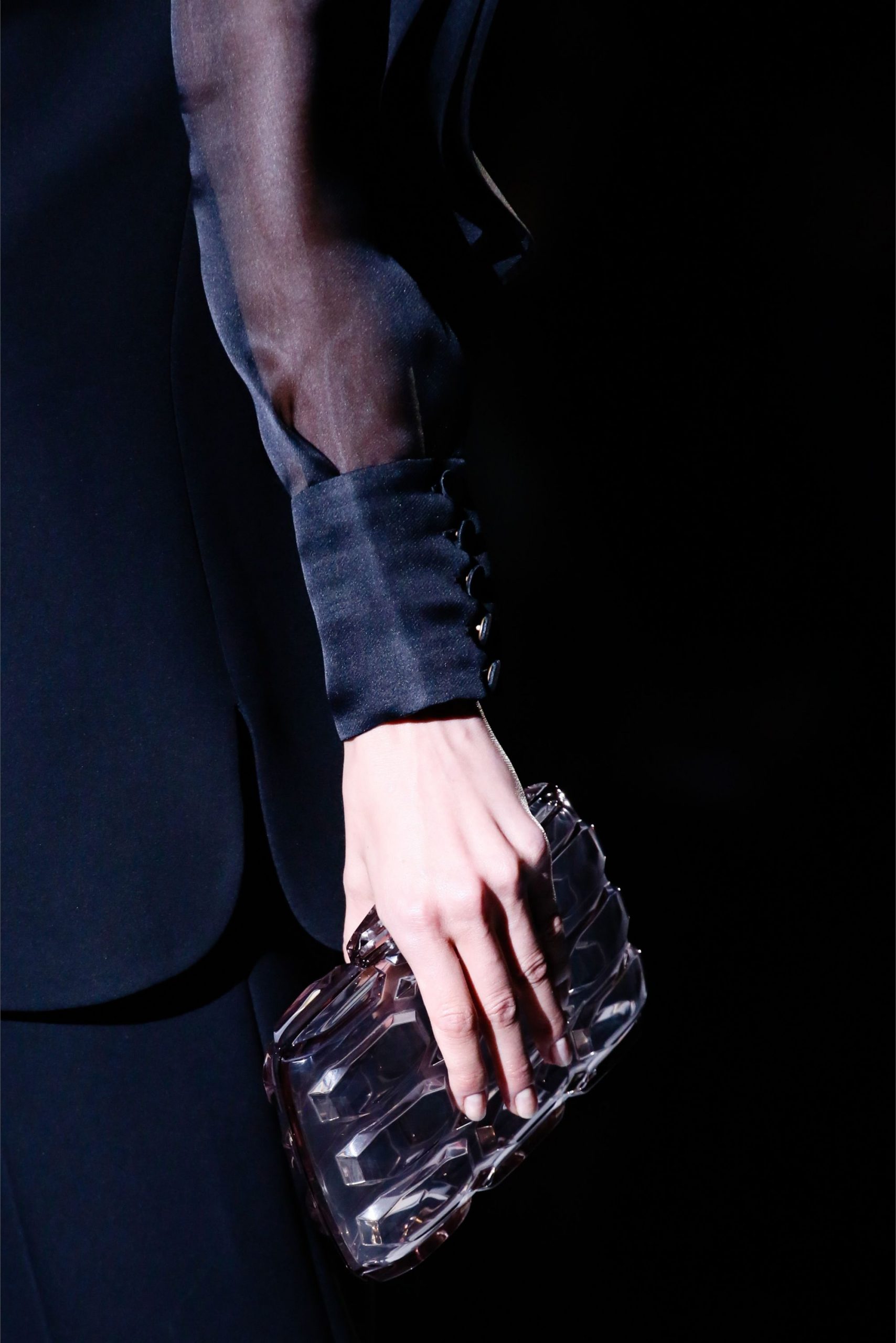 A Plexiglass clutch at Gucci Spring/Summer 2013 (Photo courtesy | Vogue Italia/GoRunway)