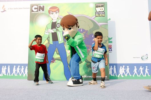 Ben10 performs for the children