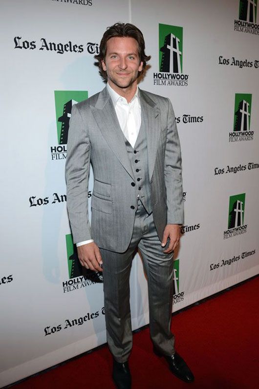 Bradley Cooper #suits up in Tom Ford grey peak lapel