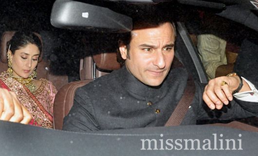Kareena Kapoor Khan and Saif Ali Khan arrive at their wedding reception in Delhi