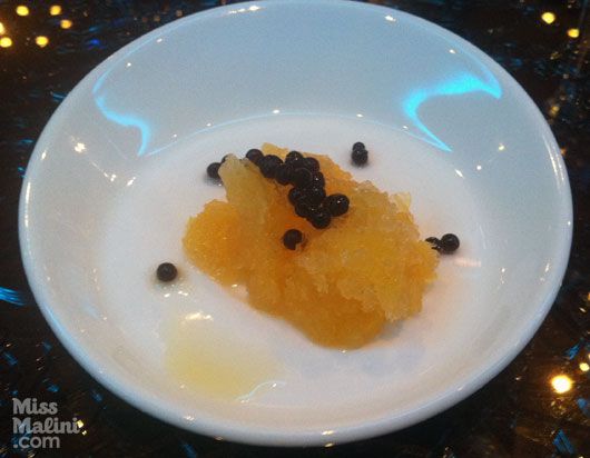 Sunkist Orange Sorbet with Balsamic Caviar