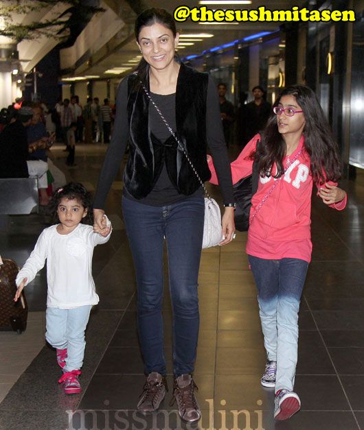 Sushmita Sen with Daughters Alisah & Renee