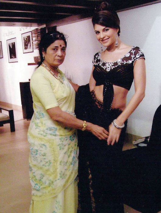 Jacqueline Fernandez being draped by Kalpana Shah
