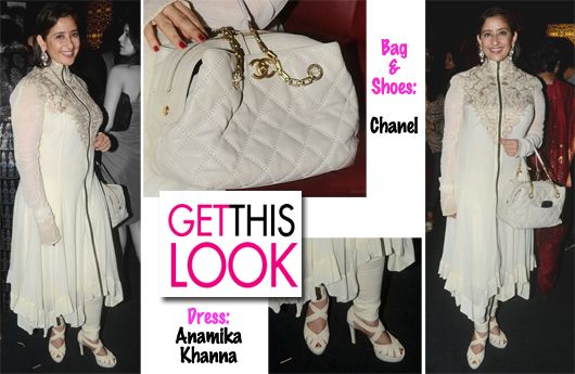 Manisha Koirala in Anamika Khanna and Chanel accessories