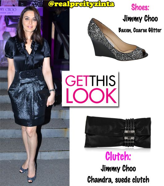 Preity Zinta in Jimmy Choo shoes and clutch