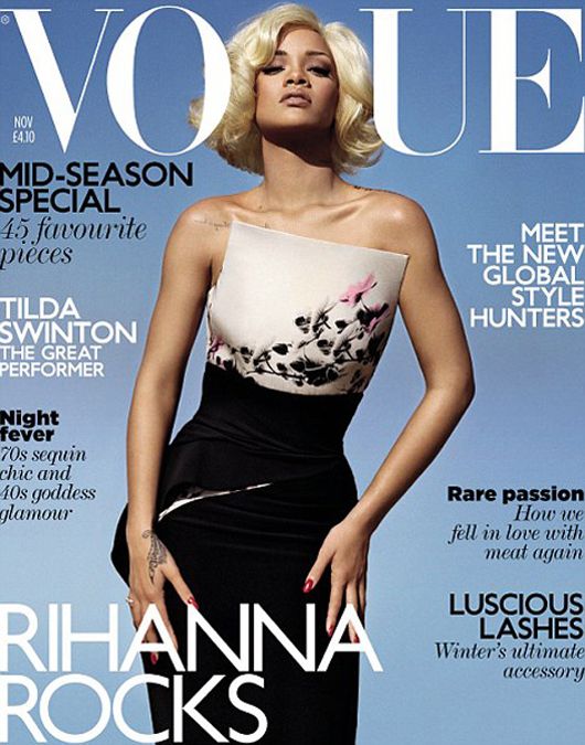 Rihanna on the cover of UK Vogue in November 2011