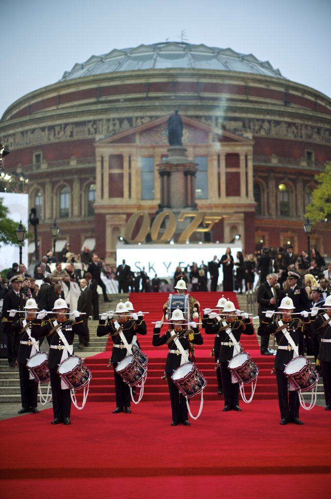 The Royal Marines performing at the "Skyfall" Royal premiere