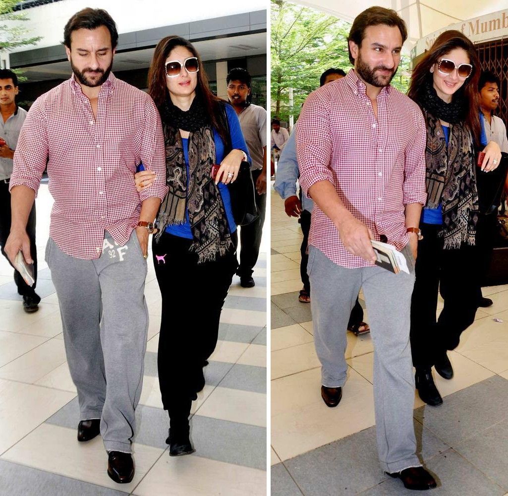 Saif Ali Khan & Kareena Kapoor at the Mumbai Airport