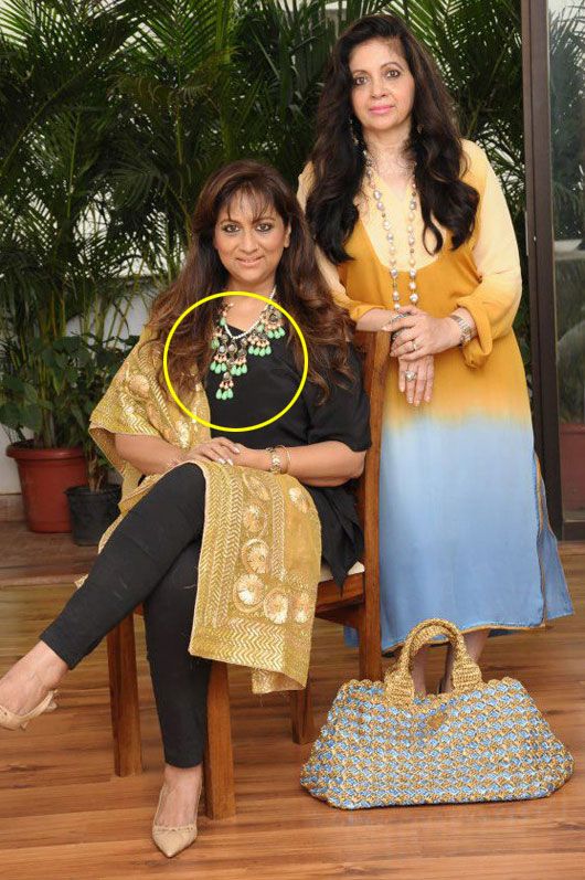 Sharmilla Khanna wearing a Valliyan crystal necklace and Bhairavi Jaikishan in a waist belt worn as necklace