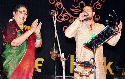 Usha Uthup and Mudasir Ali at the DN Nagar Durga Pooja Celebrations
