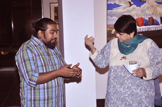 Artist Ali Akbar Mehta with film maker Kalpana Lajmi