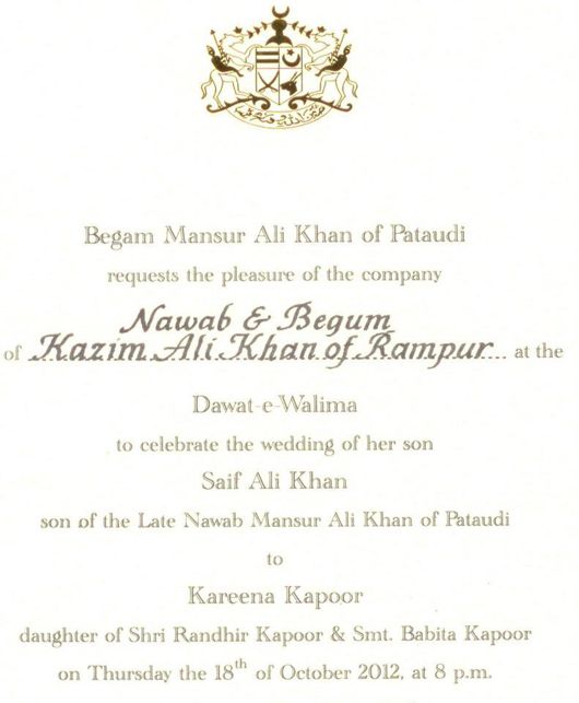 The invite for the wedding