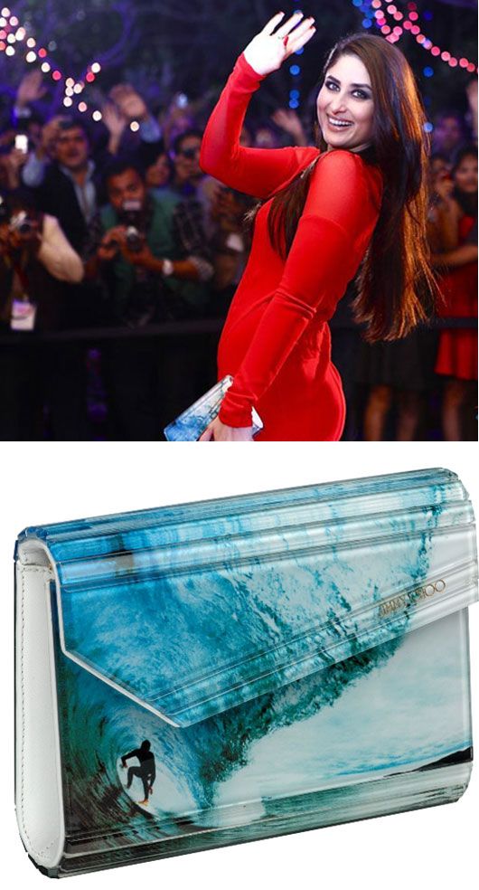 Kareena Kapoor with the Candy Surfer Waves printed acrylic clutch