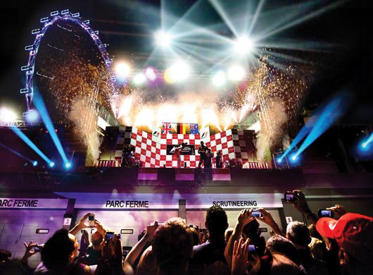 Singapore Grand Prix podium fireworks