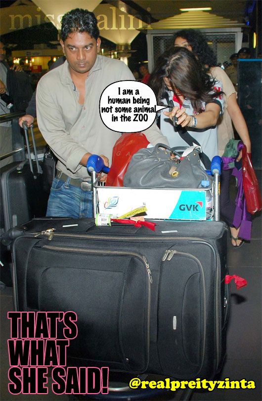 Preity Zinta at Mumbai's International Airport
