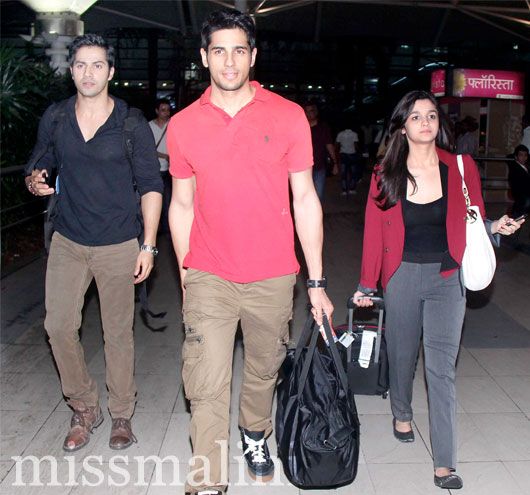 Spotted: Karan Johar and the Student of the Year Cast at Mumbai Airport