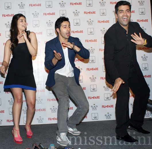 Spotted: Karan Johar and the Student of the Year Cast at Filmfare Launch