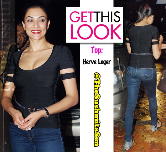 Get This Look: Sushmita Sen in Herve Leger &#038; Skinny Jeans