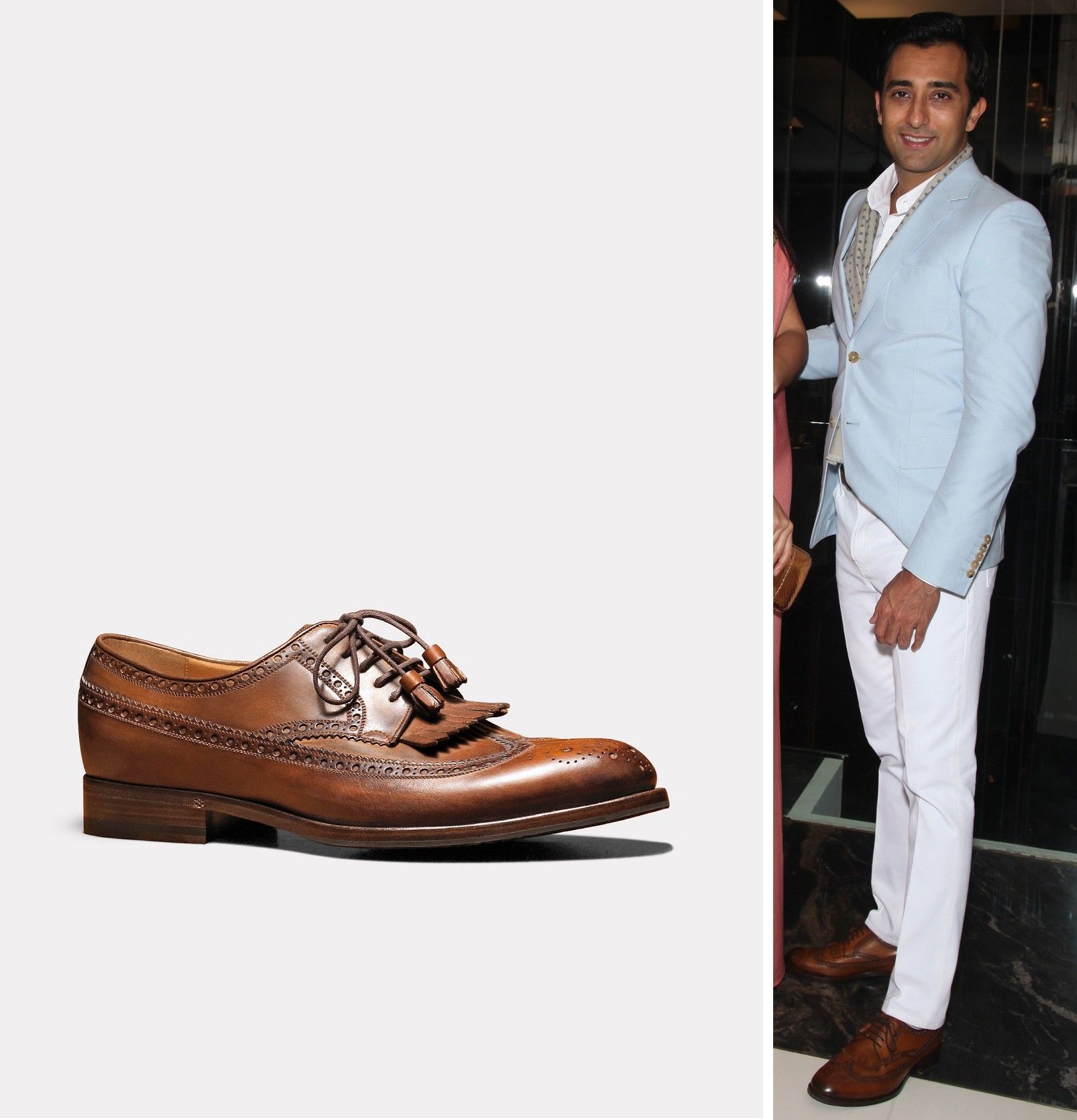Rahul Khanna in Gucci brown oxford brogues with tassel detail at the Gucci store opening in The Oberoi, Gurgaon (Photo courtesy | Gucci)