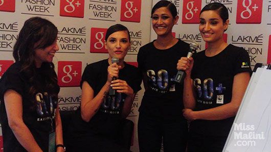 MissMalini with the models at LFW