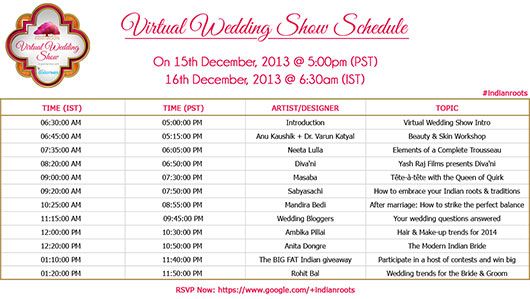 Virtual Wedding Show Schedule