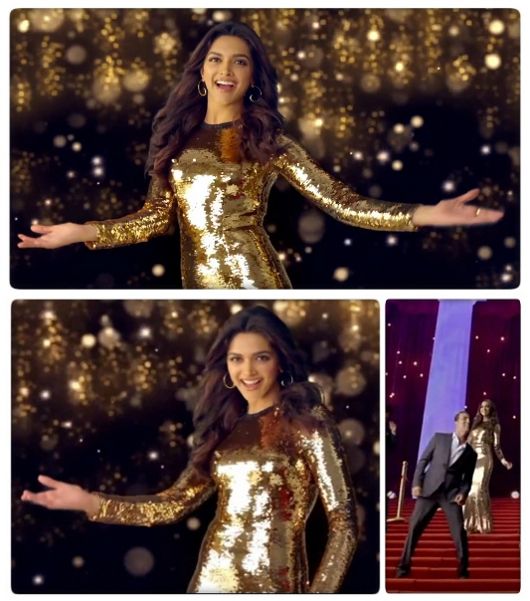 Deepika Padukone in Dolce & Gabbana liquid gold gown in the "Apna Bombay Talkies" song