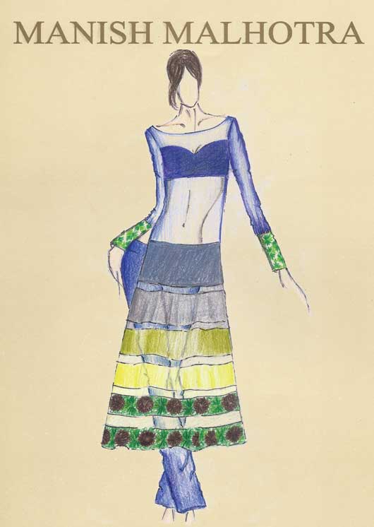 Dancing figure/ Anarkali Suit Priyanka Chopra MANISH MALHOTRA FASHION SHOW  2012 | Fashion illustration dresses, Illustration fashion design, Fashion  illustration