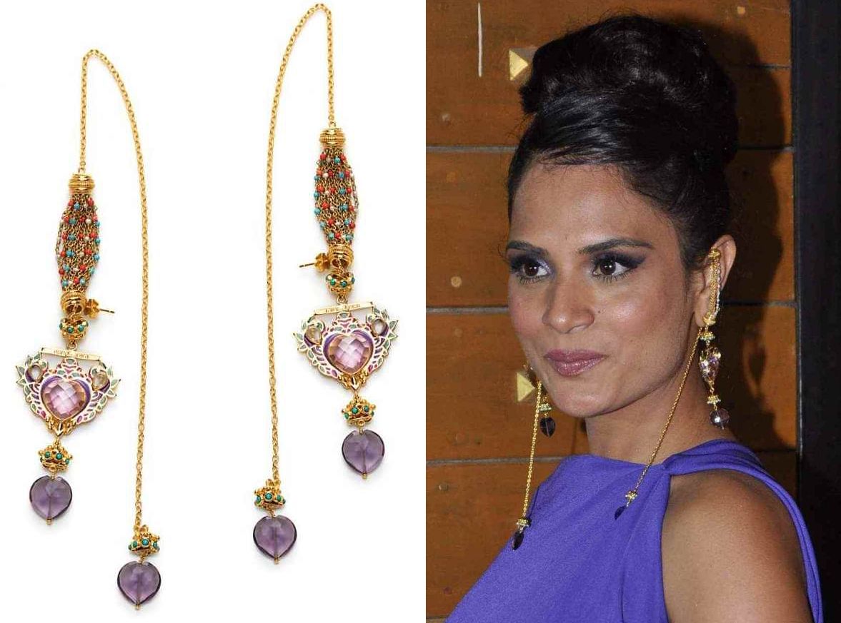 Richa Chadda in 'Heart of Gold' earrings from the Manish Arora-Amrapali collection at the 58th Annual Filmfare Awards (Photo courtesy | Amrapali)