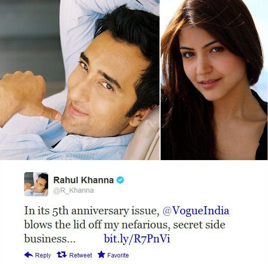 Rahul Khanna-Anushka Sharma 'Dream Tweet-Off' in Vogue India's October 2012 issue