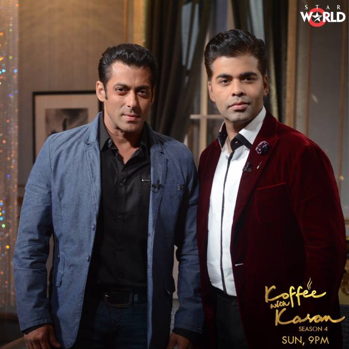 Salman Khan and Karan Johar during the season 4 premiere of 'Koffee with Karan' (Photo courtesy | Star World India)