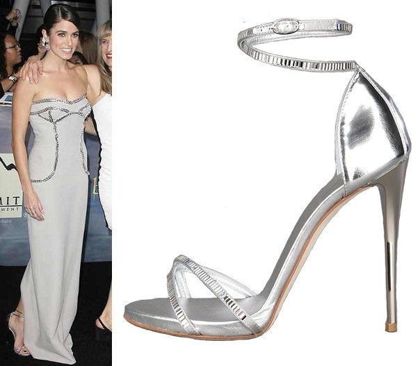 Nikki Reed in Giuseppe Zanotti crystal ankle-strap sandals at the LA premiere of "The Twilight Saga: Breaking Dawn Part 2"