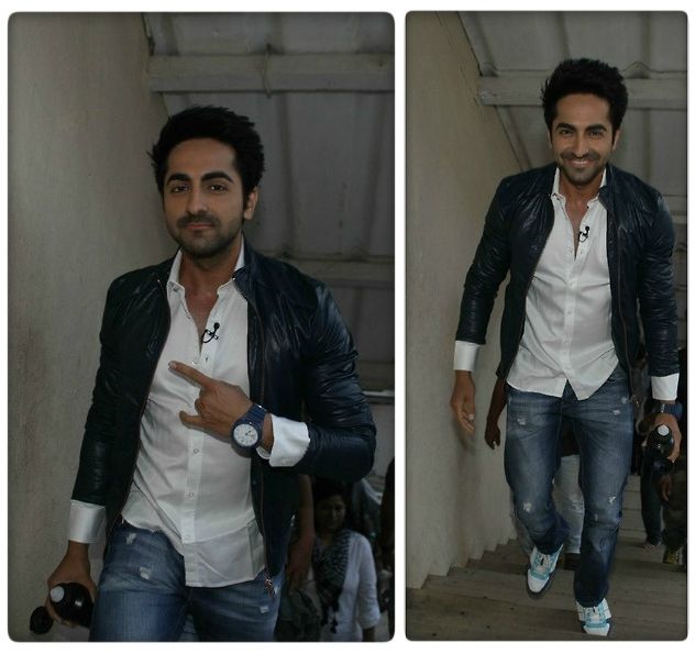 Ayushmann Khurrana arriving at the sets of The Front Row with Anupama Chopra