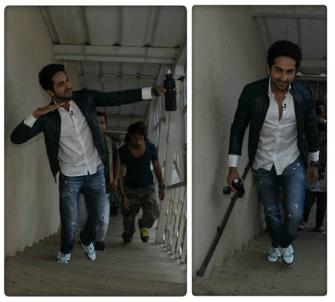 Ayushmann Khurrana arriving at the sets of The Front Row with Anupama Chopra