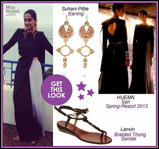 Get This Look: Sonam Kapoor Opts For a Monochrome Sari