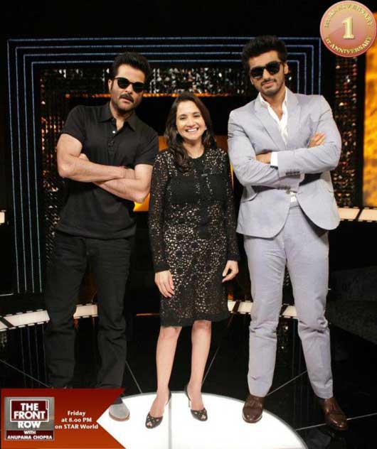 Arjun Kapoor with Anil Kapoor and Anupama Chopra