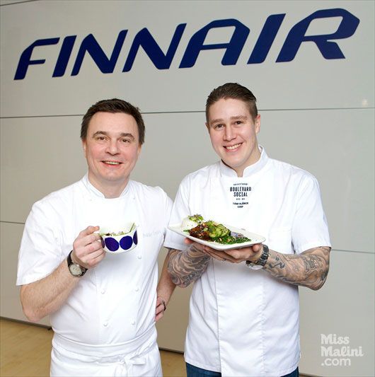 Ah, those Finnish men and their Michelin stars... the airline's new menu is created by Helsinki's top chefs - Pekka Terävä and Tomi Björck's Nordic gastronomic treats on Finnair