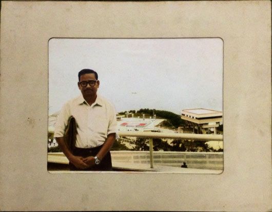 Anonymous, Bureaucrat on holiday at the Airport, Madurai, hand painted photograph, circa 1970s