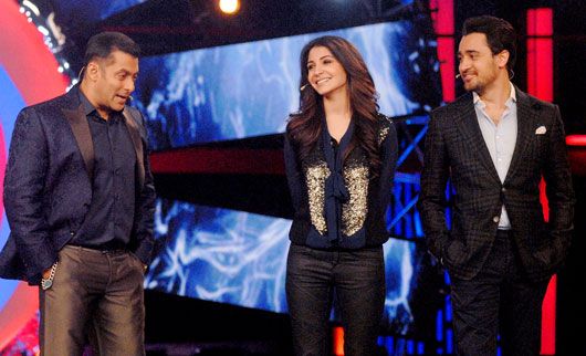 Anushka Sharma and Imran Khan on the sets of Bigg Boss with Salman Khan