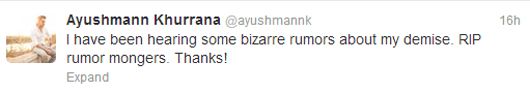 Ayushmann's tweet