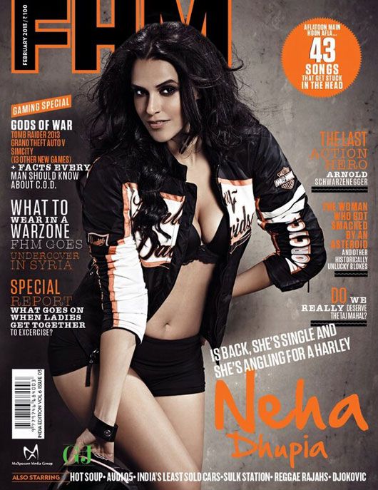 Neha Dhupia Rocks Hot Shorts & Lacy Bra on the Cover of FHM