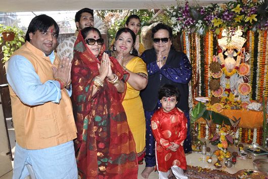 Bappi Lahiri and family at their Saraswati Pooja at the Lahiri House