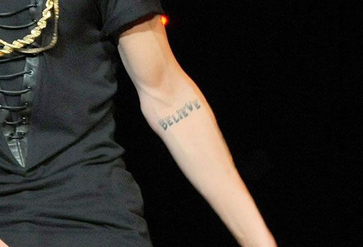 Justin Bieber's Believe tattoo (photo courtesy | act.mtv.com)