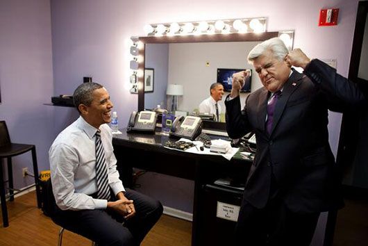 Obama and Jay Leno (Twitter)