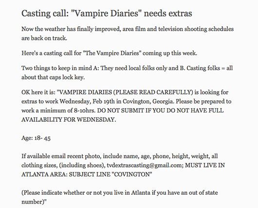 The Vampire Diaries' Casting Call
