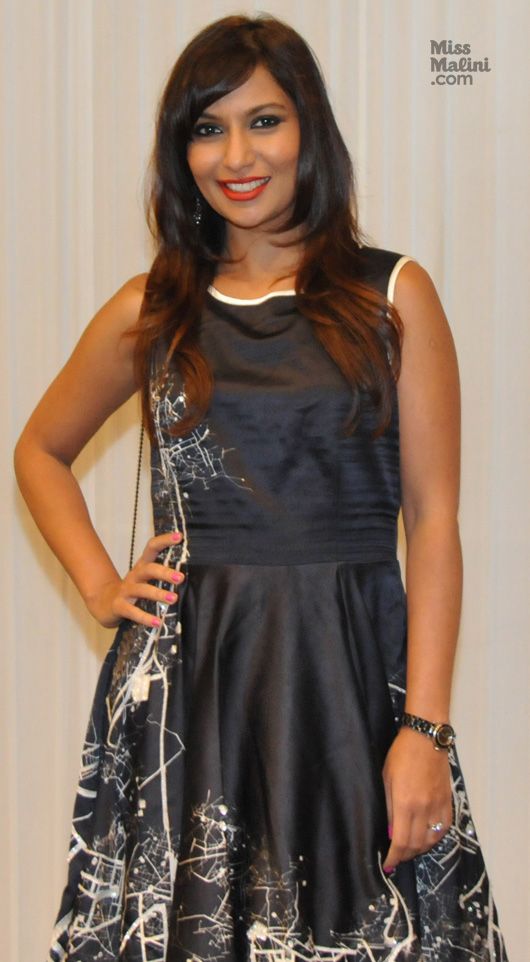 MissMalini's hair styled by Rod Anker & Monsoon Salon, and make-up by MAC (lip colour- So Chaud by MAC)