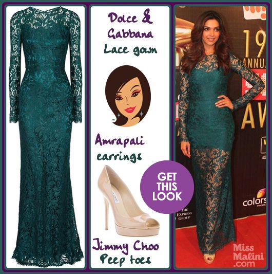 Get This Look: Deepika Padukone in Lacy Green Dolce & Gabbana